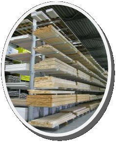 Houtstelling ofwel draagarm stelling voor opslag van hout en plaat.